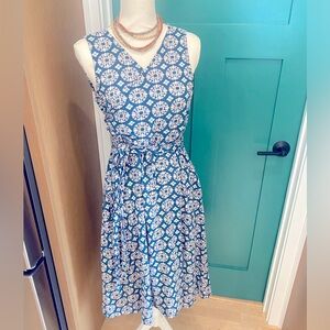 Mata Traders Blue and White Midi Wrap Style Sundress
